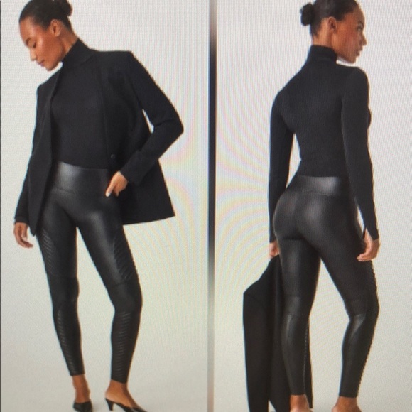 ❤️ SPANX MOTO FAUX LEATHER HIGH RISE SHAPEWEAR LEGGINGS, XS (0) & MEDIUM (6-8) - Picture 1 of 1